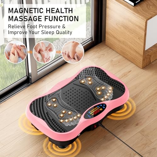 Vibration Plate Exercise Machine, 130 Levels Full Body Workout Vibrating Plate for Lymphatic Drainage Weight Loss, 450 Lbs Capacity Shake Platform with Bluetooth for Women Men