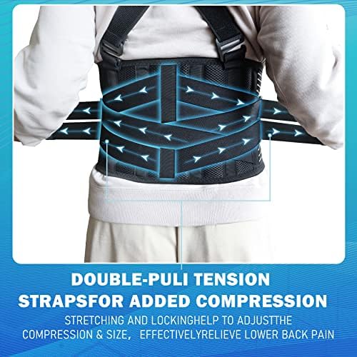 Lower Back Brace with Shoulder Straps,Heavy Lifting Lumbar Support, XL/2XL