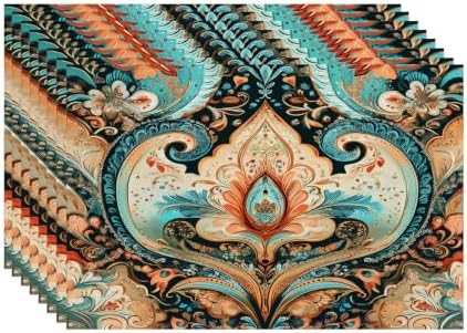 Batmerry Elaborate Rich Placemats, Artwork Luxurious Aesthetic Washable Linen Table Mats for Kitchen Table Double Insulation Decor Dining Set Indoor Outdoor 12X18 in Set of 8
