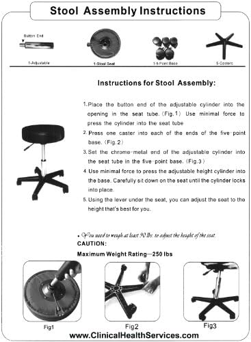 Adjustable Rolling Pneumatic Stool for Massage Tables, Examination Tables, and Physician's Office by Therabuilt® (Black)
