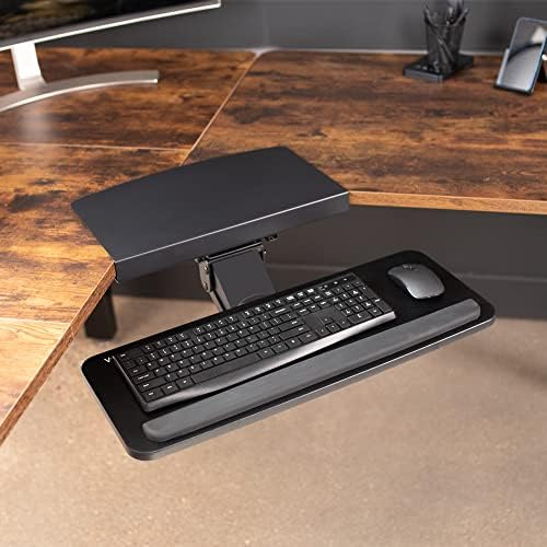 VIVO Black Under Desk Corner 25 x 10 inch Keyboard Tray, MOUNT-KB03B