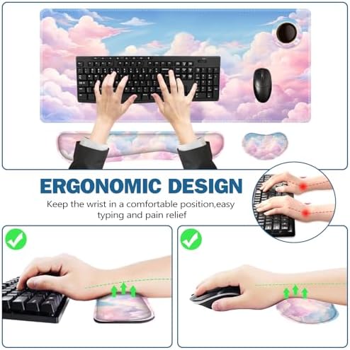 ToLuLu Large Mouse Pad Desk Pad, Wrist Rest Desk Mat for Keyboard and Mouse