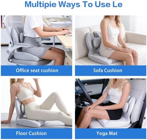 Adjustable Memory Foam Lumbar Cushion - Ergonomic Lower Back Support Pillow with Cotton Cover, Mid-Height Customizable Design for Office Chair, Car Seat, Long Sitting (Gray, Large)
