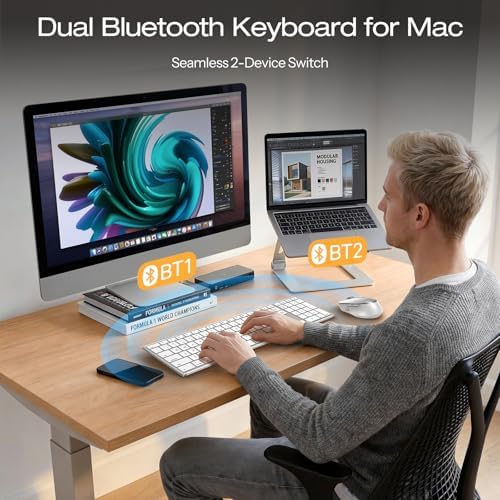 OMOTON Wireless Keyboard and Mouse Combo for Mac, Full-Size Metal Frame