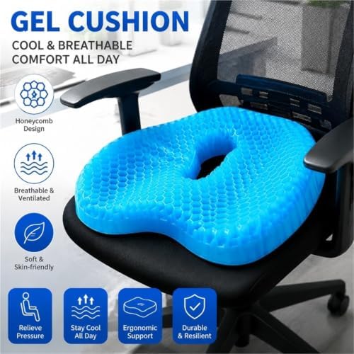 Honeycomb Cooling Seat Cushion – Breathable Ergonomic Chair Pad(With black cloth-B)