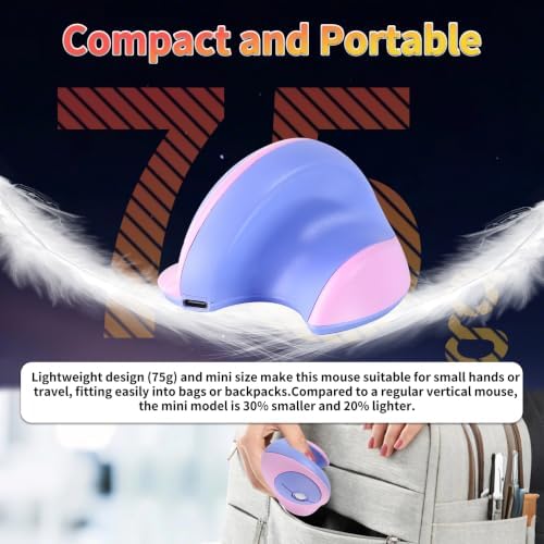 Ergonomic Mouse,Bluetooth & 2.4G Dual Mode Vertical Wireless Mouse Rechargeable Optical Mice Cordless Quiet Clicks with USB Receiver,6 Buttons for Laptop/MacBook/PC/Desktop-Suitable for Small Hands