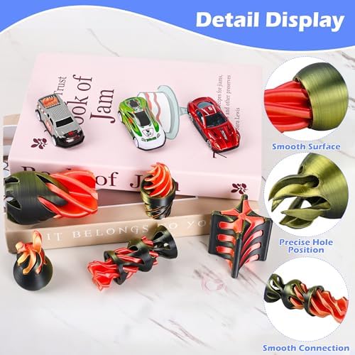 5 Pack Spinning Fidget Toys Golden Orange 3D Printed Desk Decor Set