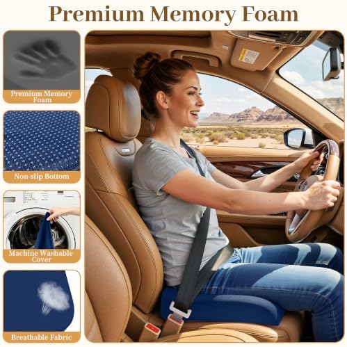 TranquilRelax 2XL Memory Foam Seat Cushion for Office Chair, 3.7-Inch, Blue