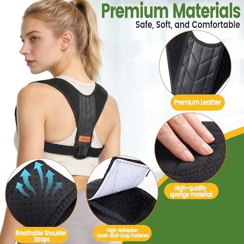 Posture Corrector for Men and Women Adjustable Back Brace Comfortable & Breathable Posture Corrector for Back & Shoulder Invisible Back Support Straightener Pain Relief Back Brace for Women (Large)