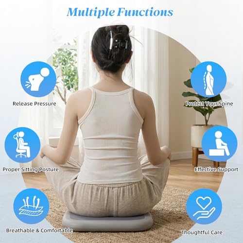 SheRest Office Chair Cushion with Straps, Memory Foam Seat Cushion with Removable Cover, Suitable for Office Chairs, Car Seats, and Airplane Seats, Duplex Gray, X-Large