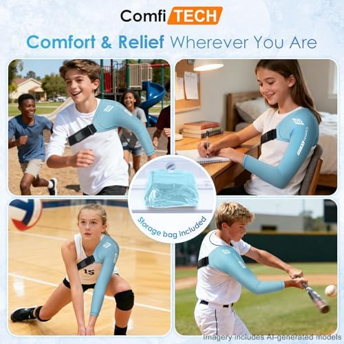 ComfiTECH Youth Shoulder Arm Ice Pack Wrap for Young Pitchers, Large