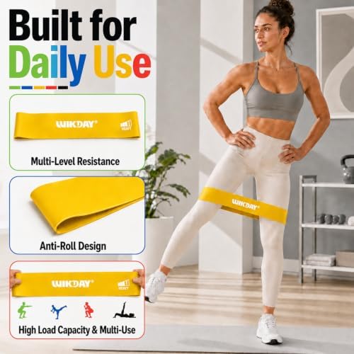 WIKDAY Resistance Bands for Working Out Exercise Loop Bands Workout Bands Set for Men Women Body Stretching, Crossfit Training, Home Workout, Physical Therapy, Booty Legs, Set of 5