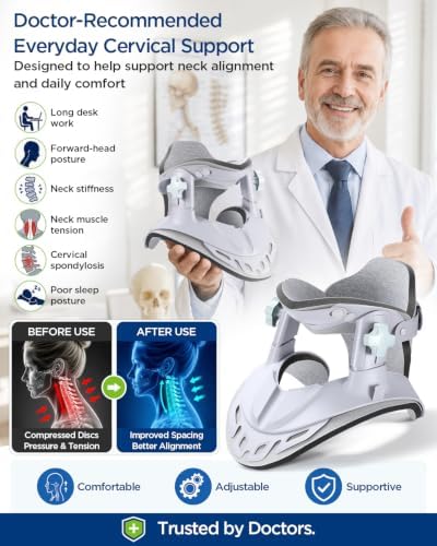 Neck Traction Device, Adjustable Neck Stretcher for Pain Relief