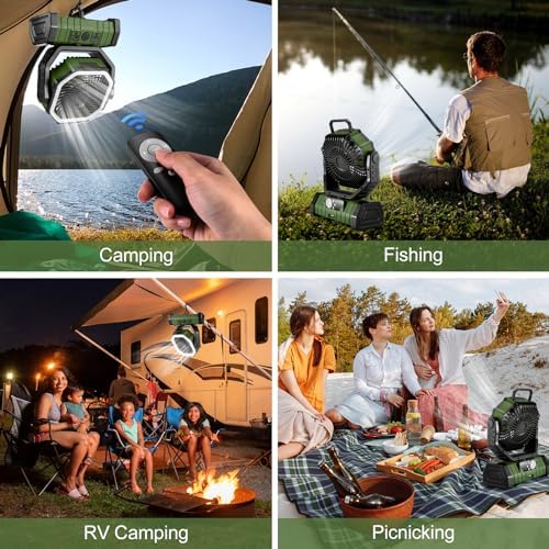 Odoland 30000mAh Camping Fan with LED Lantern, Rechargeable Battery Fan