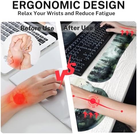 Britimes Ergonomic Mouse Pad Set with Wrist Rest, Green Mountain