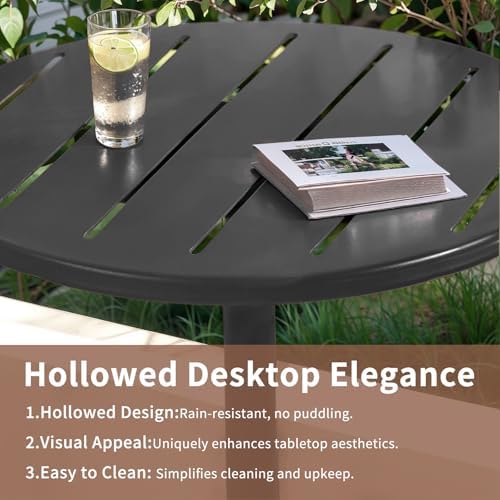 42" Tall Modern Industrial Bar Table-23.6" Dia Round Metal Top Bar Height Adjustable Standing Pub Table-Dining Room Bistro Table-Cocktail Table (Matte Black)
