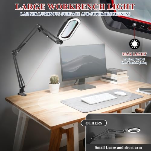 12X Magnifying Glass with Light and Clamp