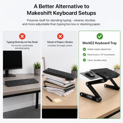 Uncaged Ergonomics WorkEZ Adjustable Keyboard Stand, Riser and Tray, Black