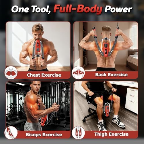 Hydraulic Twister Arm Trainer, 10-Level Adjustable 22-440lbs Resistance, Chest Expander with Cylinder Protective Cover & PU Handle, Home Gym Equipment for Arm Chest Shoulder Strength Training