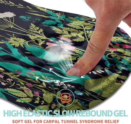 Ergonomic Mouse Pad Wrist Support with Memory Foam Massage Bulge, Carpal Tunnel Pain Relief Mousepad Wrist Rest for Mouse(12x8 inch, Midnight Floral)