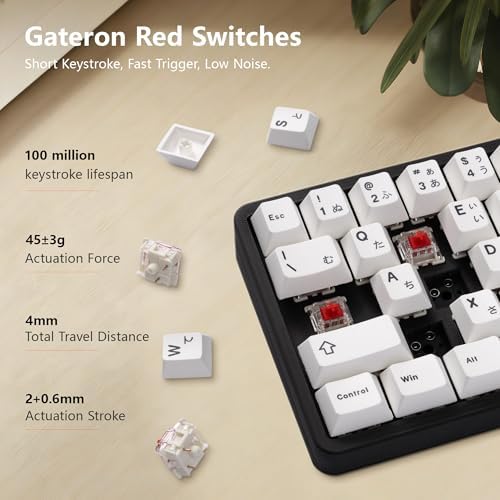 YIVU Split Mechanical Keyboard, 60% Wireless Ergonomic Design, 2.4G, Hot-Swappable Red Switches, QMK/Vial Programmable, Black