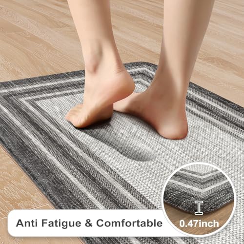 KIMODE Anti Fatigue Kitchen Mat Cushioned,Farmhouse Kitchen Rugs Sets of 2