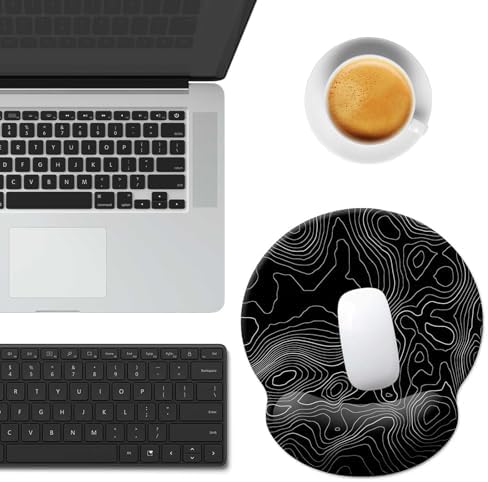 Gaming Mouse Pad Wrist Support,Ergonomic Mouse Pad with Wrist Rest,Comfortable Mousepad with Smooth Wrist Rest,Pain Relief Mouse Pads for Non-Slip Base,Computer,Laptop,Office，Home（Black Lines）
