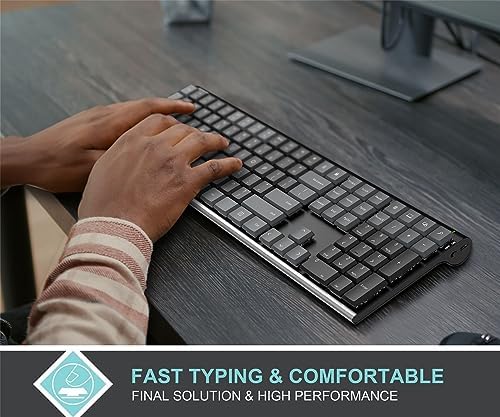 Arteck Mechanical 2.4G USB Wireless Keyboard, Tacktile Brown Switches Gray