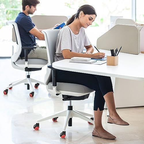 Office Chair Wheels Replacement 2 Inch Rubber Ball Caster Wheels for Wood Floor Carpet Mats, Set of 5, Heavy Duty Desk & Gaming Chair Casters 7/16" (11mm) Grip Ring Stem, Quiet Smooth Rolling (Red)
