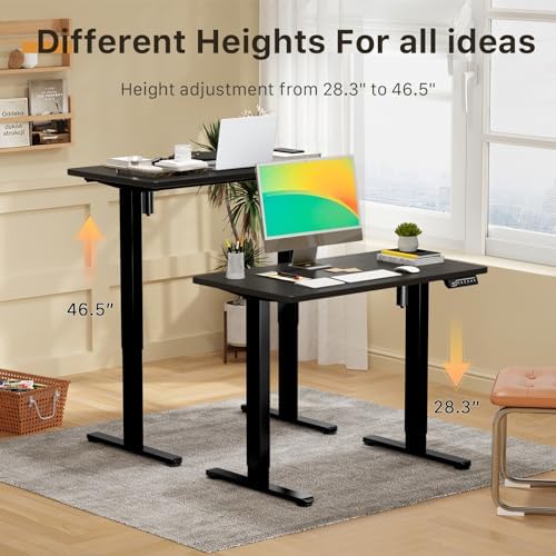 JOY worker 35" Small Electric Sit Stand Desk, Whole Piece Height Adjustable