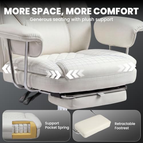 N-GEN GAMING Big and Tall Gaming Chair with Footrest, Reclining Chair,White