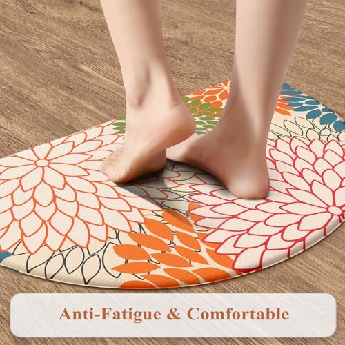 KIMODE Half Circle Kitchen Mats for Floor Cushioned Anti Fatigue 2PCS Semi