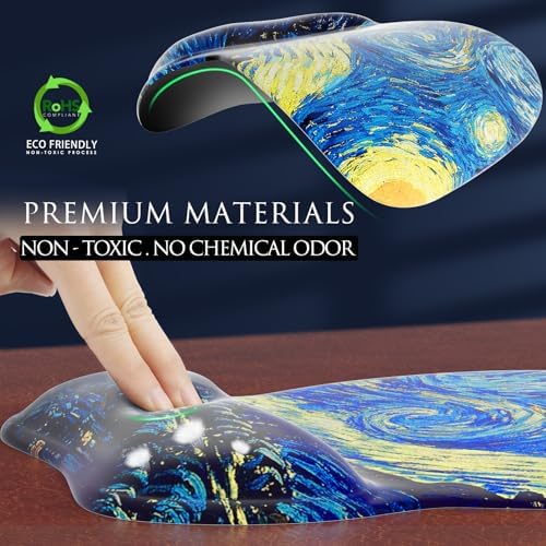 MROCO Ergonomic Mouse Pad with Gel Wrist Rest, 9.4 x 8.1 in, Starry Night