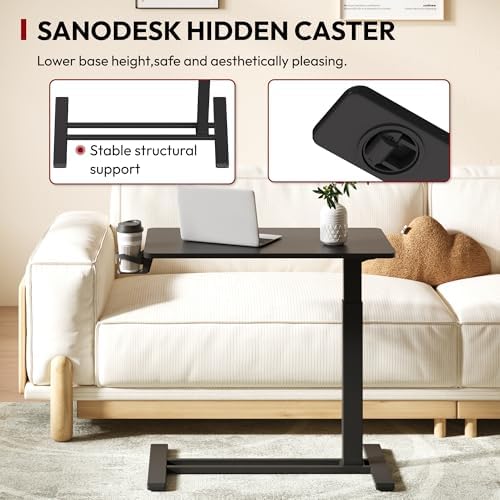 SANODESK 32'' Mobile Standing Desk with Hidden Wheels,Pneumatic Laptop Desk