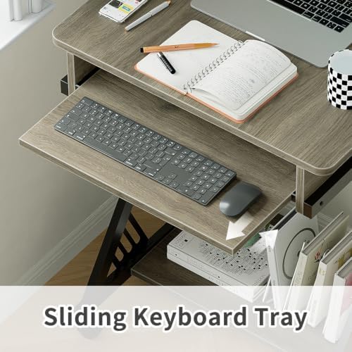 ALISENED Computer Desk for Small Spaces Compact Desk with Keyboard Tray