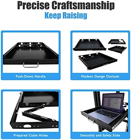 1U Rack Mount Sliding Keyboard Tray Cantilever for Server Data Network Rack