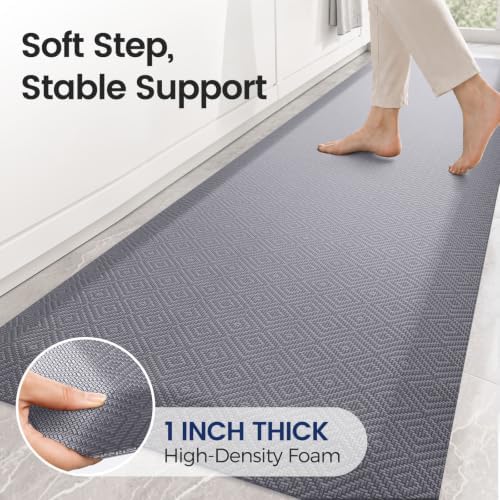 1" Extra Thick Anti Fatigue Kitchen Mats for Floor Standing Desk Mat, Grey
