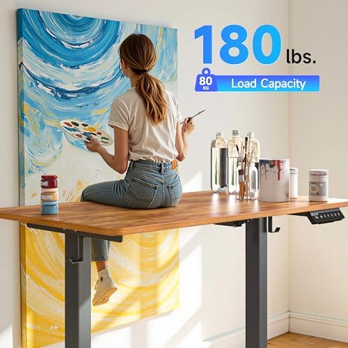 BIZUM 40x24 Inch Electric Standing Desk with Memory Presets, Quiet Motor Height Adjustable Stand Up Desk for Home Office & Gaming, Ergonomic Sit Stand Workstation，Light Rustic Brown