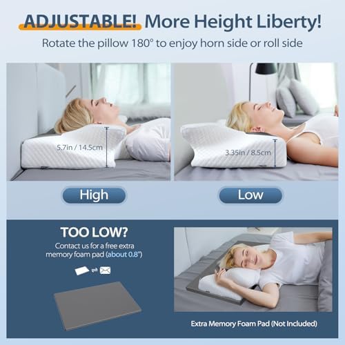 HOMCA Cervical Pillow, Ergonomic Memory Foam Neck Pillow for Pain Relief