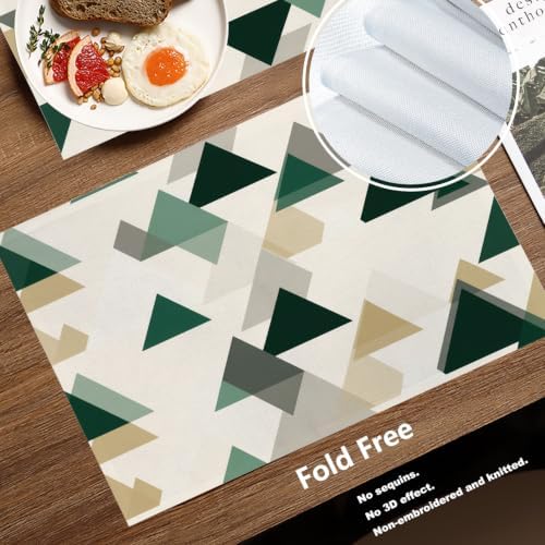 Batmerry Abstract Neutral Tones Placemats, Geometric Art Modern Washable Linen Table Mats for Kitchen Table Double Insulation Decor Dining Set Indoor Outdoor 12X18 in Set of 6