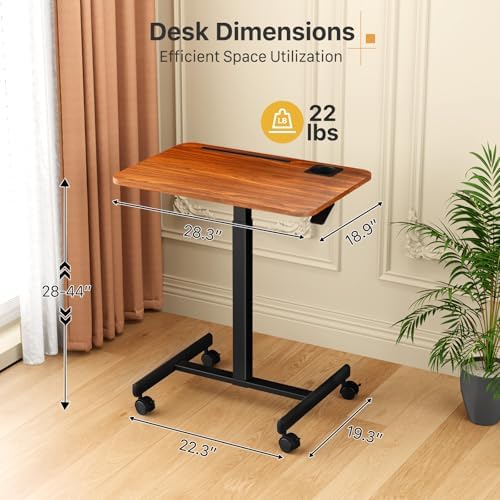 28 inch Small Mobile Standing Desk Height Adjustable with Wheels