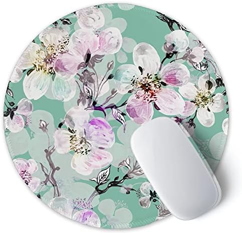 ITNRSIIET Round Mouse Pad with Stitched Edge Premium-Textured Waterproof Non-Slip Rubber Base Desktop Protection Mat Diameter 8.7 inches, Beautiful Flower Art