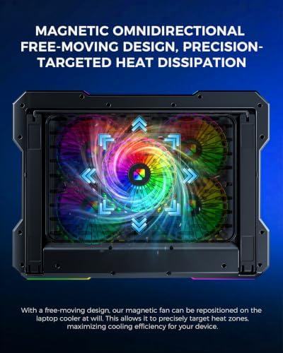ChillCore 2 Detachable Fans RGB Gaming Laptop Cooling Pad, Rapid Cooling for 15.6-19.3" Laptops, Variable Speed Control, 8 Adjustable Heights - K6 with Memory Foam