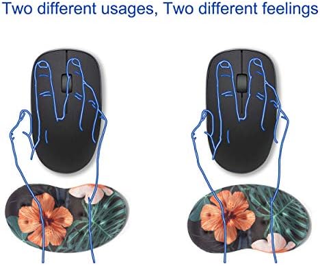 BRILA Ergonomic Memory Foam Mouse Wrist Rest Support Pad Cushion for Computer, Laptop, Office Work, PC Gaming - Massage Holes Design - Wrist Pain Relieve (Floral Leaves)