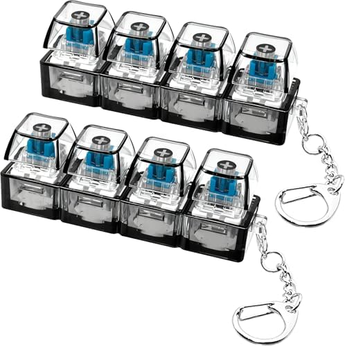 2 PCS Keyboard Fidget Toy, Keyboard Fidget Keychain 4-in-1 Keyboard Decompression Button Finger Clicker Toys, Button Stress Relief Fidget Gifts to Relief Stress (Transparent Black)