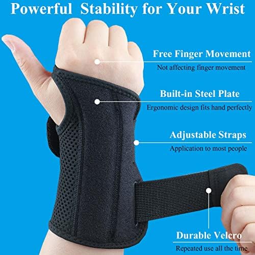 Carpal Tunnel Wrist Brace, Adjustable Wrist Support Brace, Night Wrist Sleep Supports Splints Arm Stabilizer (Right Hand, S/M, Black)