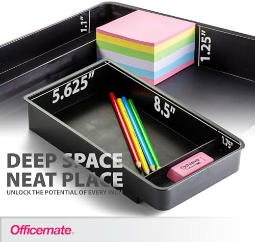 Officemate Medium Self-Adhesive Under Desk Drawer, Black, 6" x 10.75" x 1.875" (22532)