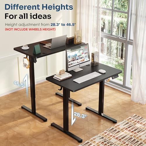 Monomi 35" x 24" Small Electric Standing Desk,Whole Piece Desktop,Black