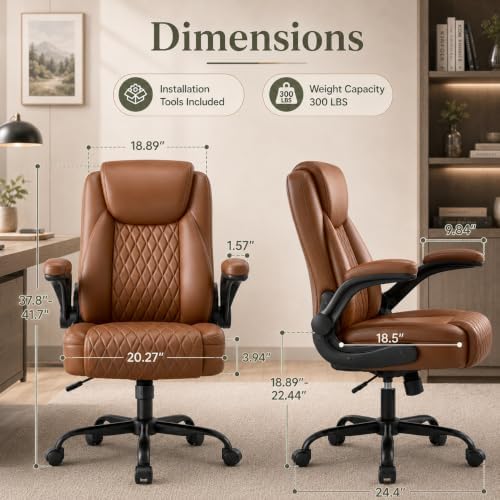 GTPLAYER Brown Office Desk Chair with 90° Flip-up Arm, 5 Pack