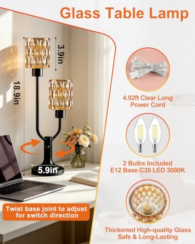 Mid Century Modern Table Lamp Dimmable Vintage Black Lamp Gift